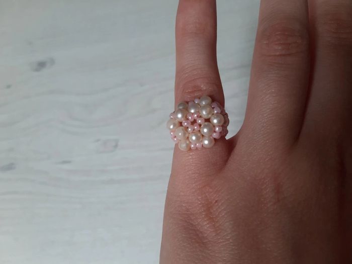Bague perle rose et blanc - photo numéro 6