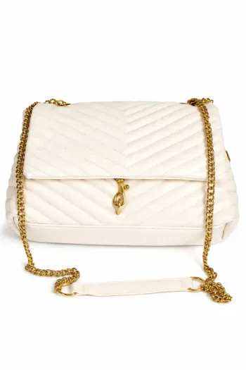 Sac bandoulière matelassé crème avec chaîne dorée – NEUF Neuf sans étiquette