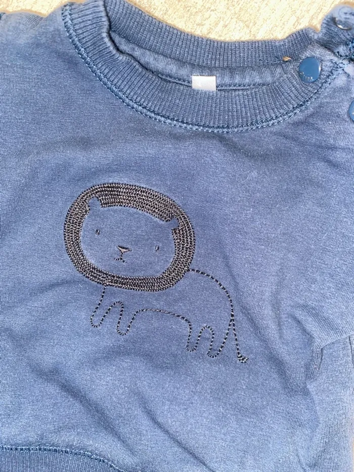 Sweat bleu sans marque (lion brodé) - photo numéro 3