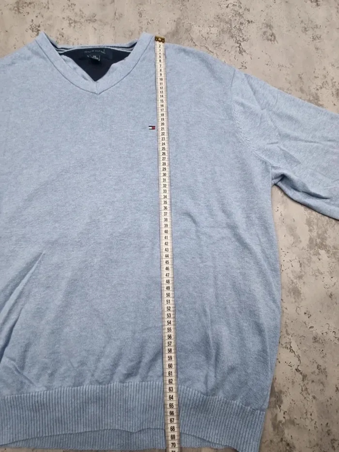 Pull col V Tommy Hilfiger bleu ciel – Taille XXL Homme - photo numéro 8