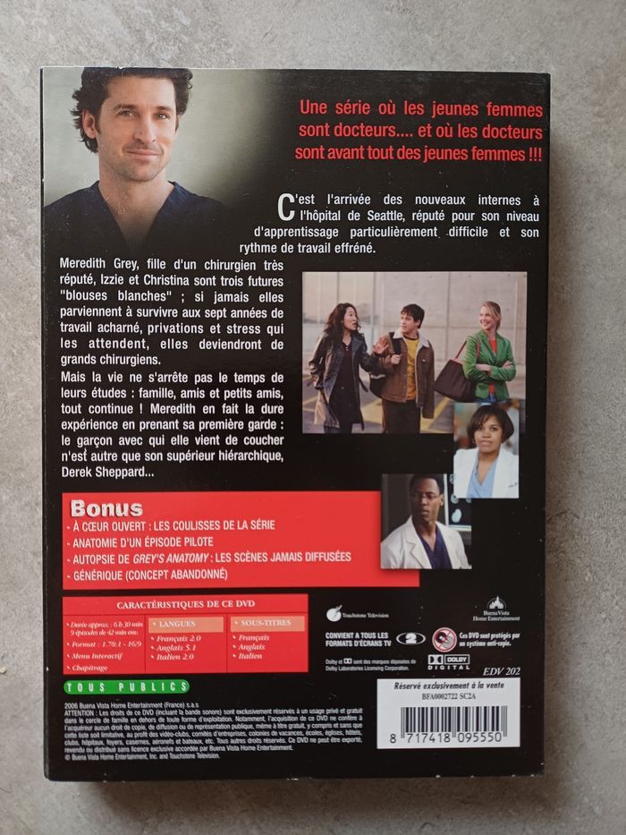 Coffret DVD Grey's anatomy A coeur ouvert saison 1 - photo numéro 2
