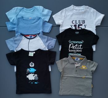 Lot de 7 tee-shirts MC 12 mois garçon mots d'enfants