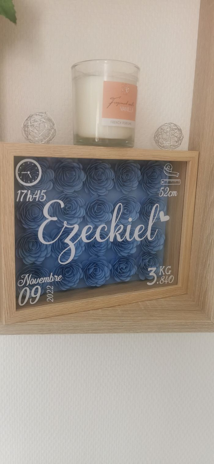 Cadre naissance 3D fleurs