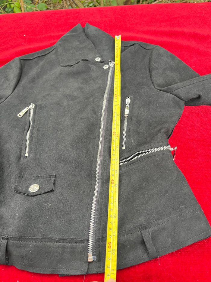 Blouson style perfecto noir T.M – effet daim, velours peau de pêche - photo numéro 12