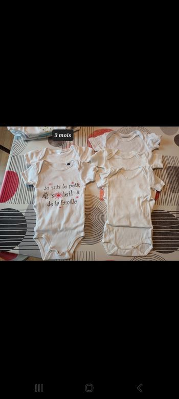Lot 5 body manches courtes Mixte Taille 3 mois