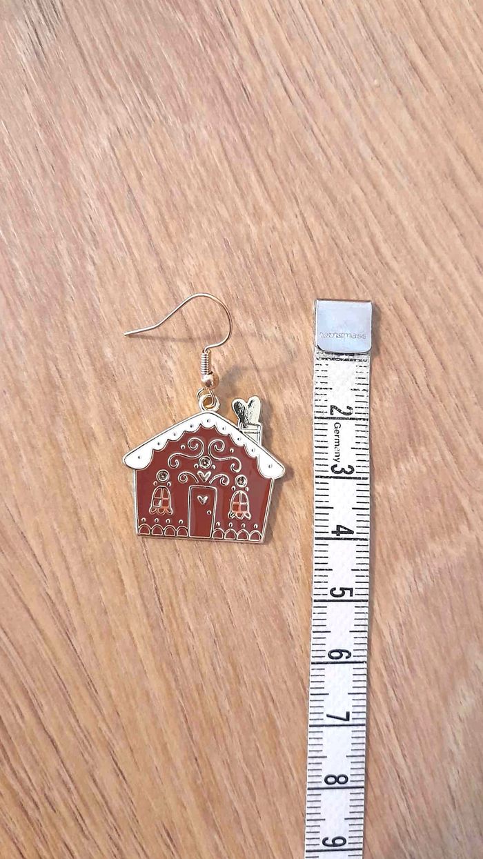 Bijoux Noël | Boucles d’Oreilles Maison Pain d’Épices – Neuf - photo numéro 3