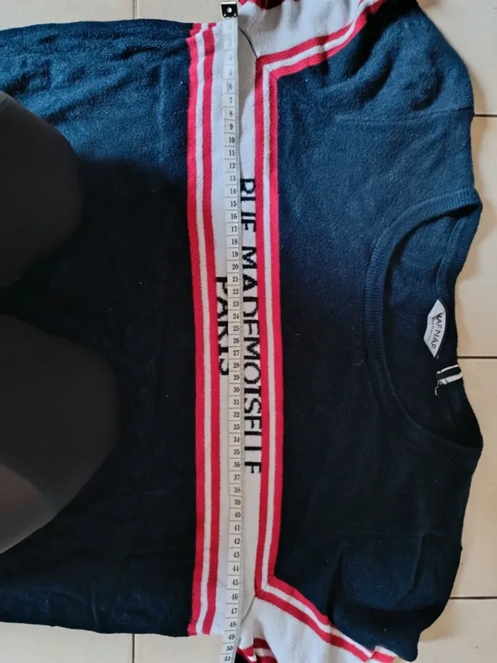 Pull léger Naf Naf bleu blanc rouge Mademoiselle Paris taille M - photo numéro 5