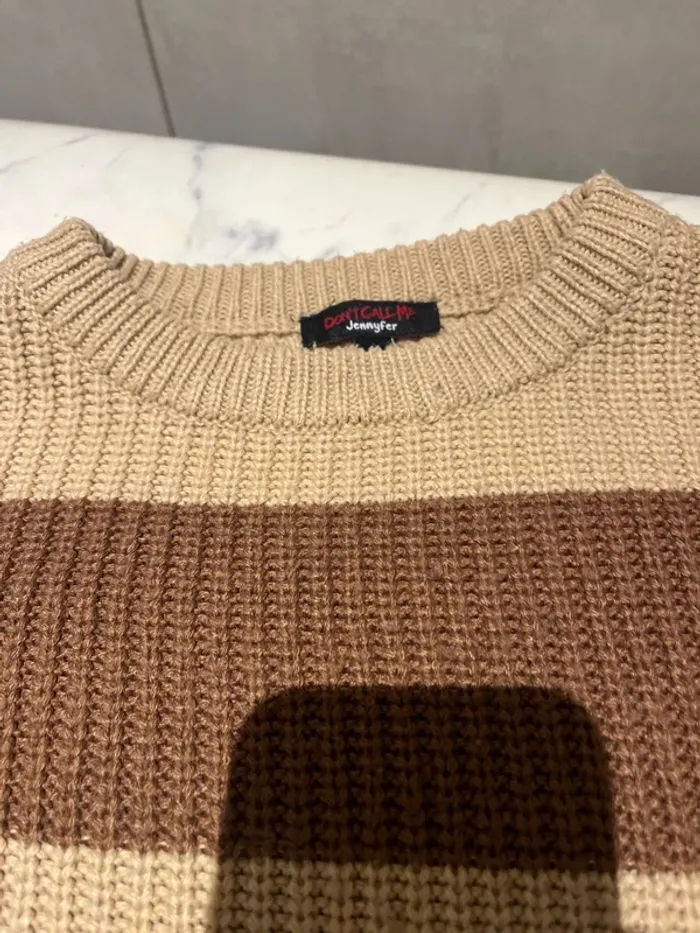 Pull marron et beige - photo numéro 3