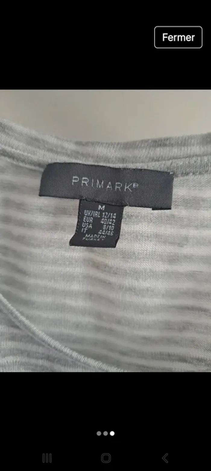T shirt rayé Primark M - photo numéro 3