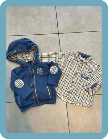 Joli ensemble chemise et gilet à capuche 6 mois sergent major