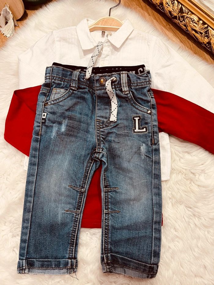 Taille 12 mois ensemble 3 pièces garçon multi marques blanc rouge bleu * super baby * 💙 - photo numéro 4