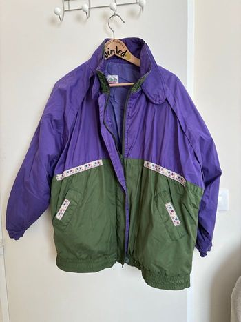 Manteau vintage Étam violet & vert – Taille S