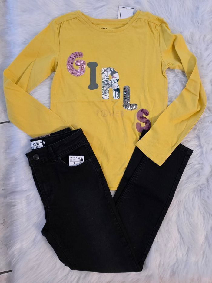 Neufs (non portés) 🏷🤩😍ensemble teeshirt ML et jeans skinny 10 ANS fille 💥💥