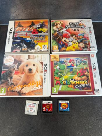 Lot jeux ds et 3 ds Mario tennis, Nintendogs, super smash bros