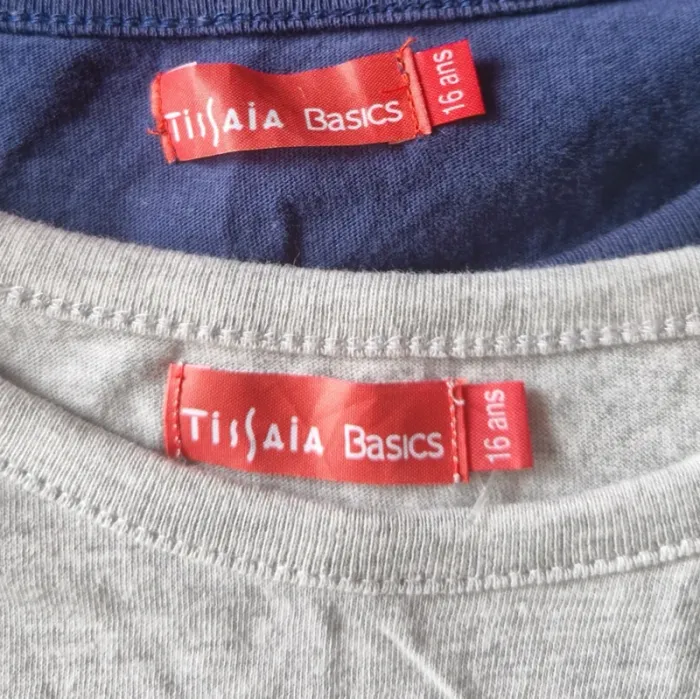 Lot de deux T-shirts bleu & gris - Tissaia - Taille 16 ans - photo numéro 3