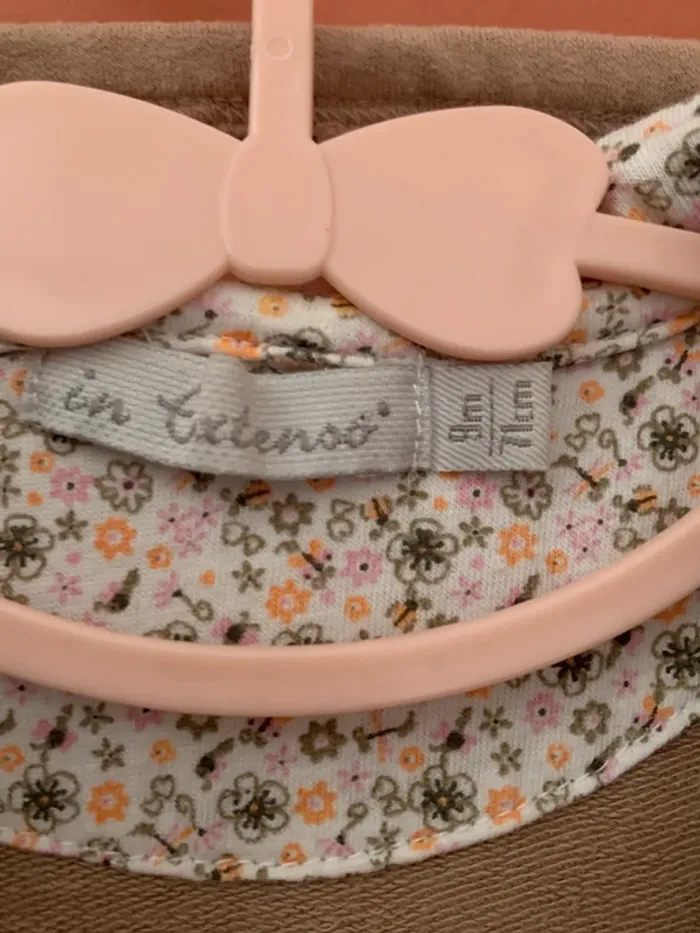Veste beige à capuche doublée fleurs – in Extenso – Taille 9 mois - photo numéro 4
