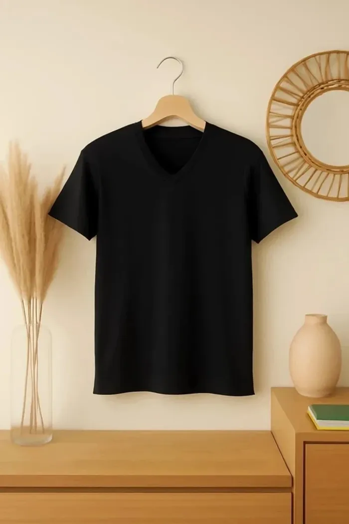 Tshirt noir en V pour homme taille S