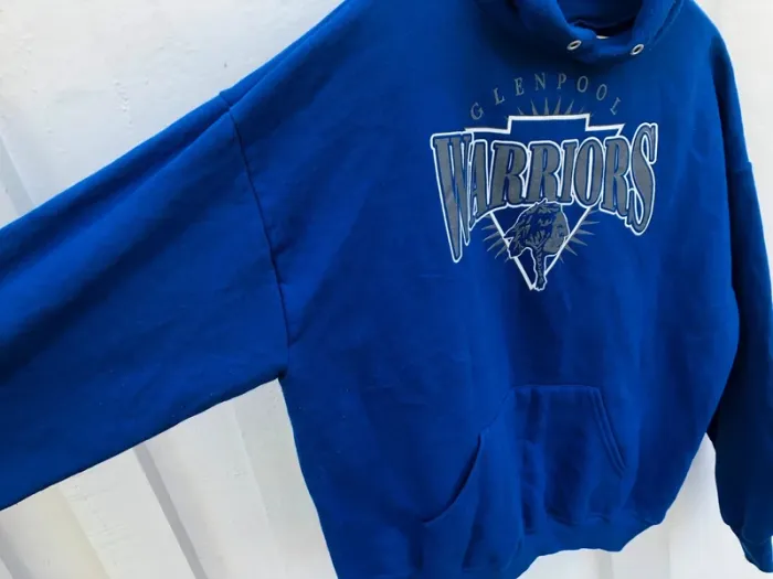 Jerzees Varsity Hoodie blue Glenpool Warriors USA Mens XL - photo numéro 7