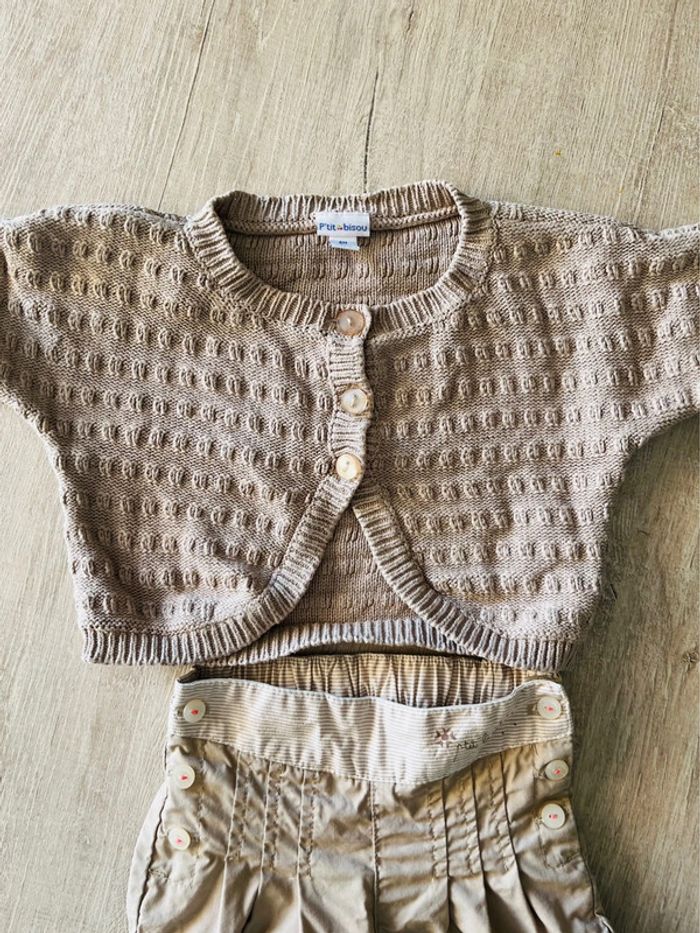 Gilet et pantalon bébé fille p’tit bisou - photo numéro 2