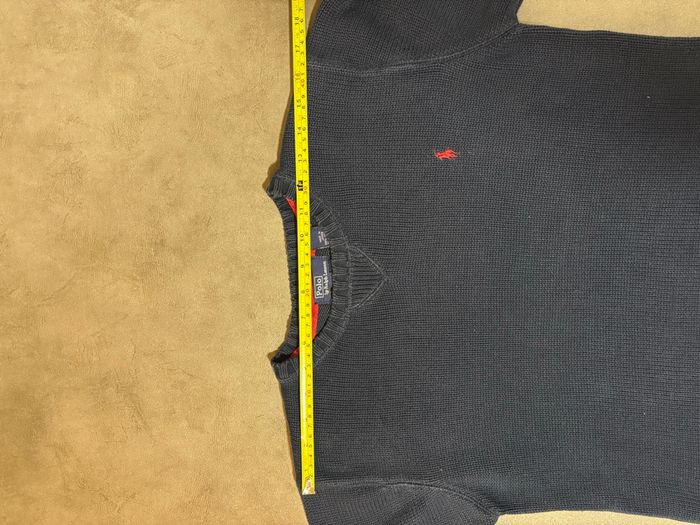 Pull Polo Ralph Lauren col rond | Taille M | bleu marine logo rouge brodé | maille 100% coton - photo numéro 7