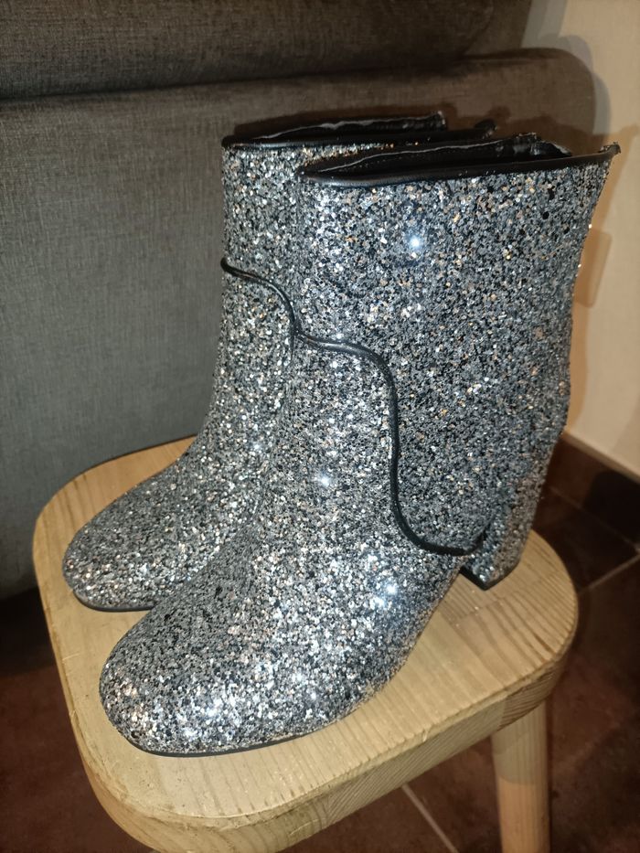 Bottines argentées paillettes - photo numéro 2