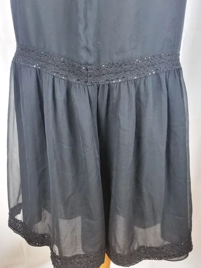 Massimo Dutti Jupe noire Silk voile détails sequins mi longue T38/M - photo numéro 8