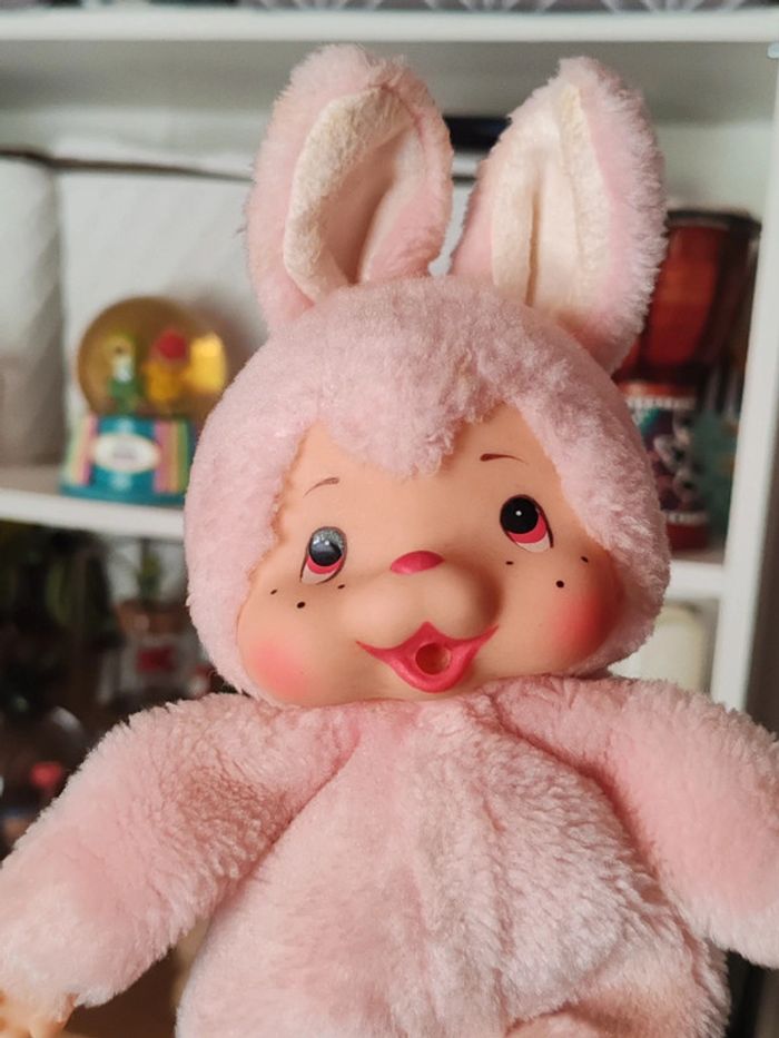 Lapin rose style monchhichi vintage bunny - photo numéro 2