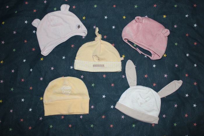 Lot de 5 bonnets naissance + moufles - photo numéro 6