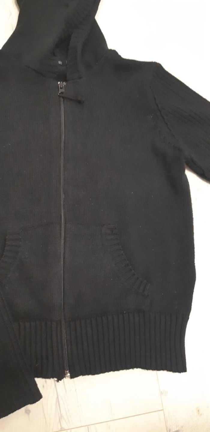 Gilet femme noir à fermeture éclair + capuche - photo numéro 2