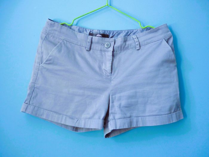 Short femme S 36 H&M Mim Gemo lot TBE gris beige rayé - photo numéro 2