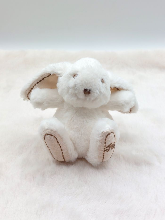 Tartine et Chocolat mini peluche doudou lapin blanc Augustin beige marron 12 cm