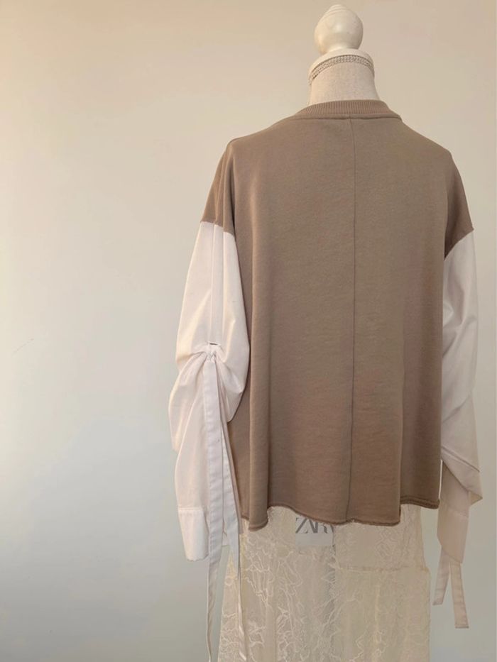 Sweat zara chemise camicia t-shirt camisa noeud M Maglia blouse haut folder blusa blouse t-shirt - photo numéro 5
