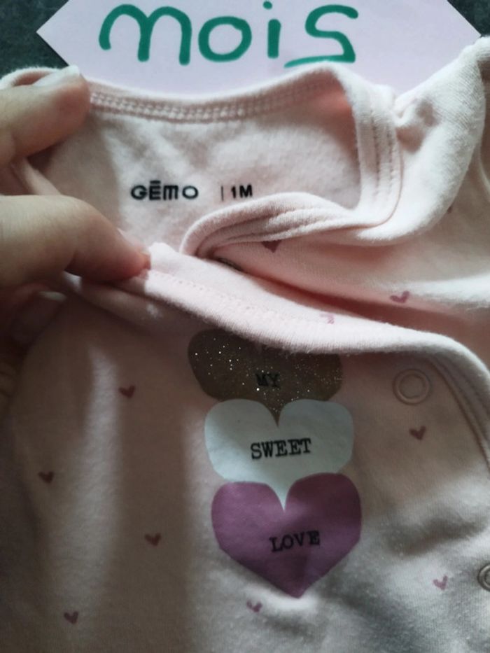 Pyjama léger coeurs 1 mois - photo numéro 2