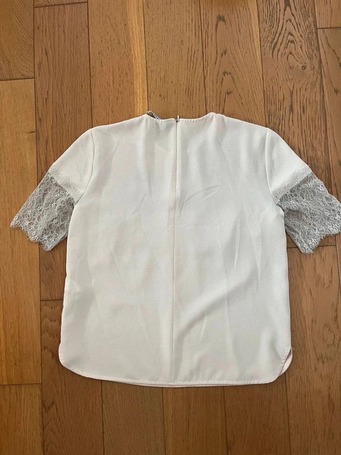Teeshirt blouse chemisier Zara taille S rose pâle dentelle - photo numéro 2