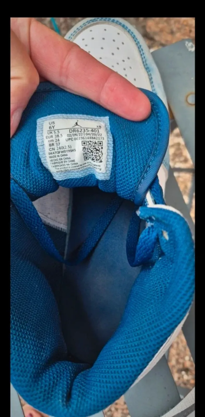 Sneakers montantes 1 Mid French Blue Fire Red Jordan - photo numéro 5