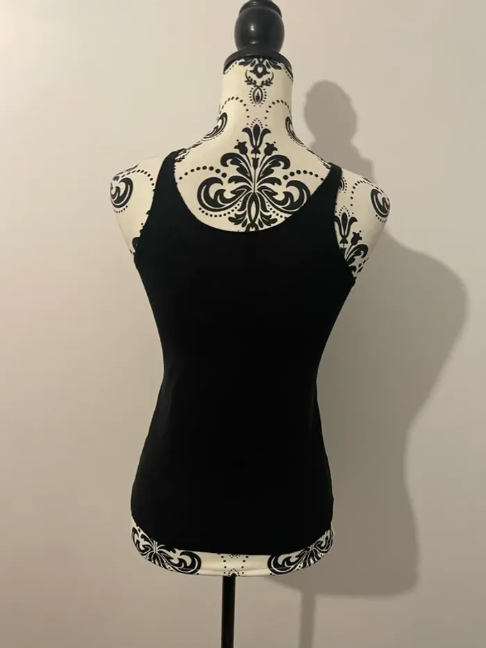 Débardeur large bretelles noir à motifs rose Domyos taille S - photo numéro 5