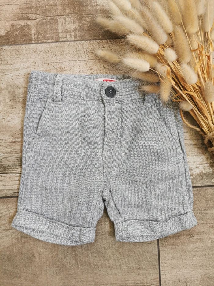 🌺DPAM Très joli short lin et coton gris 3mois