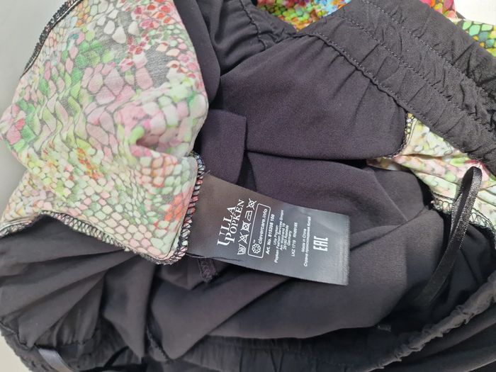 Pantalon Palazzo Noir Imprimé Serpent Multicolore Jambes Larges Taille Elastique - photo numéro 9