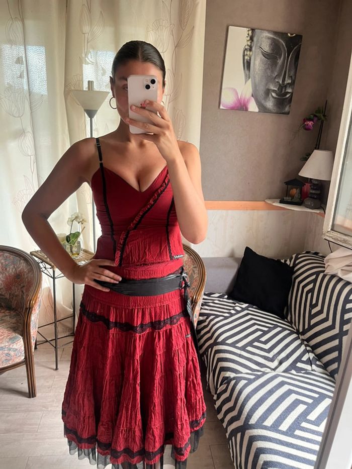Ensemble bohème hispanique Des filles à la vanille corset champêtre dentelle popcorn - photo numéro 2