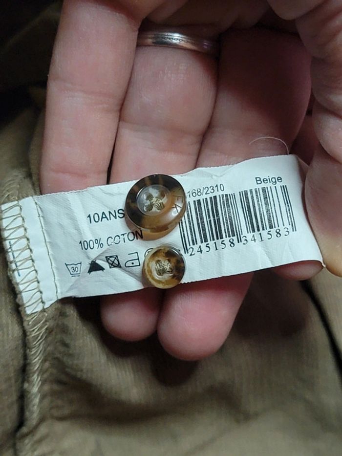 Chemise beige 10ans, 140cm - photo numéro 4