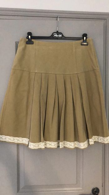 Jupe en toile épaisse beige / dentelle ecru