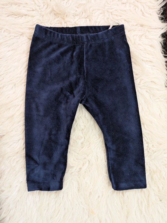 Pantalon 12 mois velour bleu marine