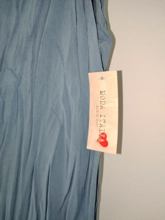 Robe d'été mi-longue à bretelles bleu - photo numéro 2