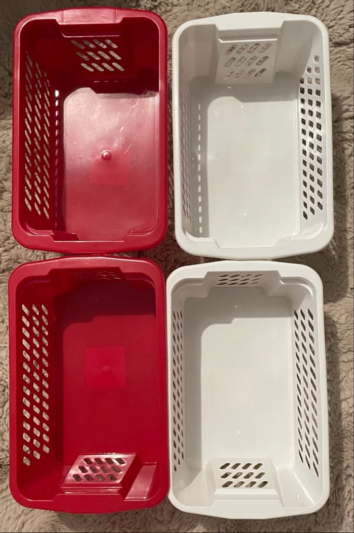 Lots 4 Paniers Des Rangement Rouge Blanc - photo numéro 2