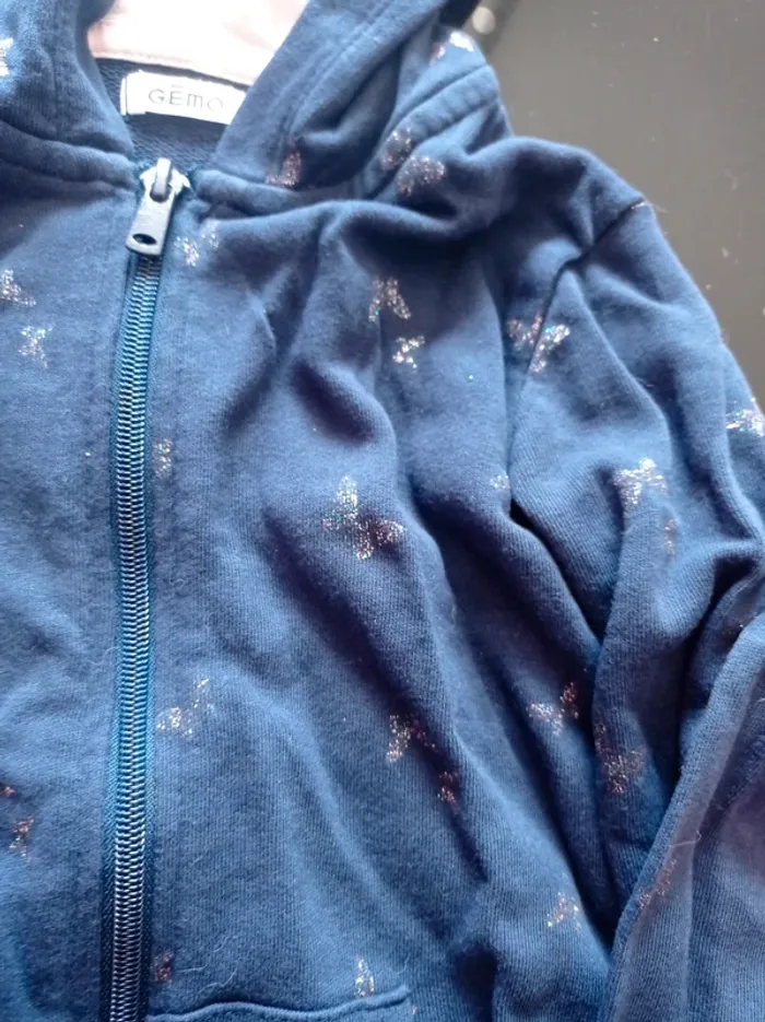Veste bleu marine motif papillon - photo numéro 2