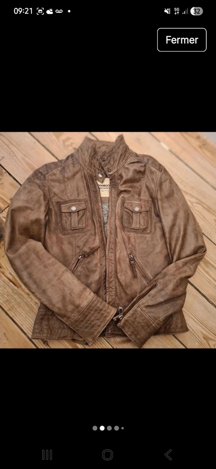 Veste cuir véritable marron - photo numéro 2