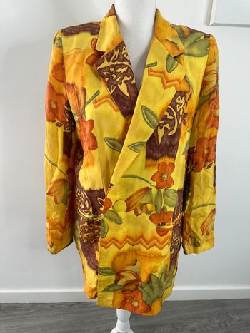 Blazer long Provençal jaune orange Kopelle Paris Vintage T38 M