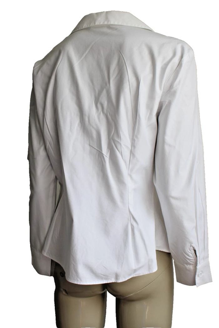 tunique chemise blouse en coton + lyocell blanc marque zara taille indiquée L = 40/42 - photo numéro 3