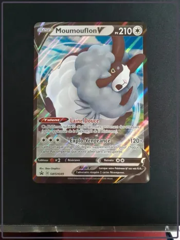 Carte Pokémon Moumouflon V taille XL neuve PV210