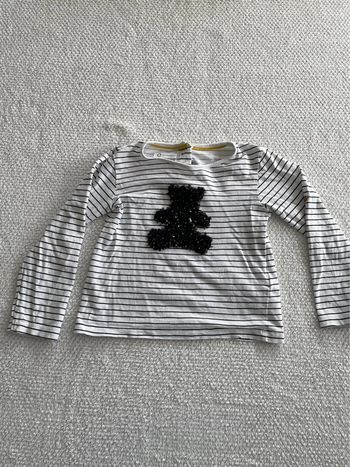 T-shirt manches longues blanc rayé fille Lulu Castagnette 3 ans